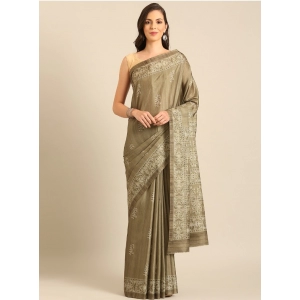 Generic Women's Cotton Printed Saree With Unstitched Blouse 5.5Mtr (Brown)