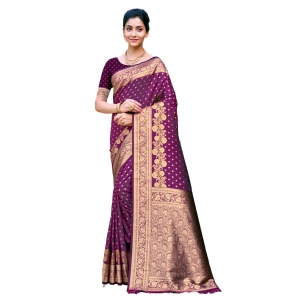 Generic Women's Silk Woven Design Saree With Unstitched Blouse 5.5Mtr (Burgundy)