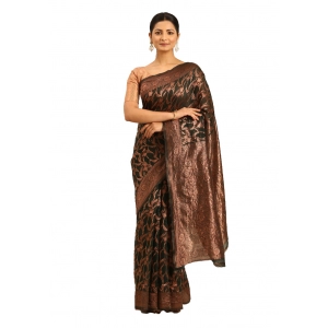 Generic Women's Cotton Woven Design Saree With Unstitched Blouse 5.5Mtr (Green)