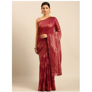 Generic Women's Cotton Woven Design Saree With Unstitched Blouse 5.5Mtr (Magenta)