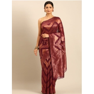 Generic Women's Cotton Woven Design Saree With Unstitched Blouse 5.5Mtr (Purple)