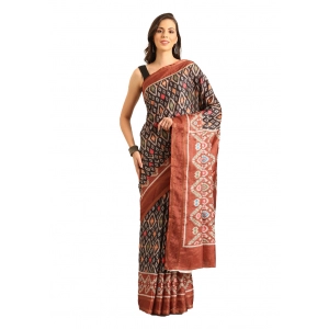 Generic Women's Cotton Printed Saree With Unstitched Blouse 5.5Mtr (Multicolor)