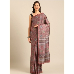 Generic Women's Cotton Printed Saree With Unstitched Blouse 5.5Mtr (Pink)