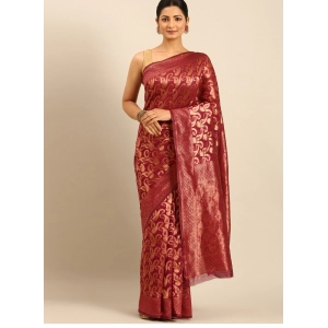 Generic Women's Cotton Woven Design Saree With Unstitched Blouse 5.5Mtr (Pink)