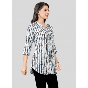 Generic Women's Poly Crepe Mandarin Collar 3/4 Sleeves Short Top (White)
