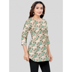 Generic Women's Cotton Blend Round Neck 3/4 Sleeves Short Top (Multicolor)