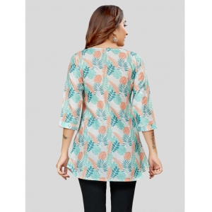 Generic Women's Cotton Blend Round Neck 3/4 Sleeves Short Top (Cream)