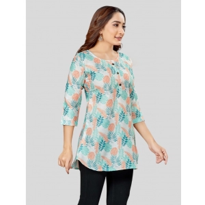 Generic Women's Cotton Blend Round Neck 3/4 Sleeves Short Top (Cream)