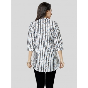 Generic Women's Poly Crepe Mandarin Collar 3/4 Sleeves Short Top (White)