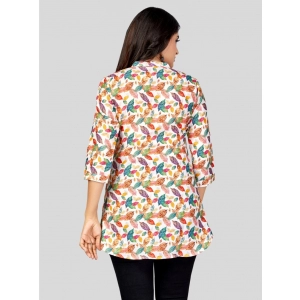 Generic Women's Cotton Blend Mandarin Collar 3/4 Sleeves Short Top (Multicolor)
