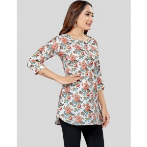 Generic Women's Cotton Blend Round Neck 3/4 Sleeves Short Top (Multicolor)