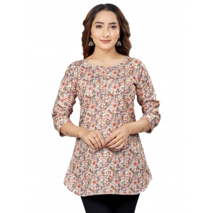 Generic Women's Cotton Blend Round Neck 3/4 Sleeves Short Top (Multicolor)