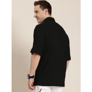 Generic Men's Cotton Blend Solid Half-Sleeve Regular Shirt (Black)