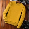 Men's Casual Fleece Solid Round Neck Long Sleeves Sweatshirt (Orange)
