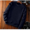 Men's Casual Fleece Solid Round Neck Long Sleeves Sweatshirt (Navy Blue) Men's Casual Fleece Solid Round Neck Long Sleeves Sweatshirt (Navy Blue)