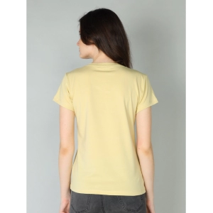 Generic Women's Cotton Blended Solid Sweetheart Half Sleeve T-Shirt (Beige)