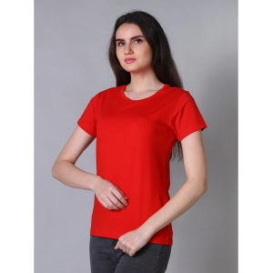Generic Women's Cotton Blended Solid U-Neck Half Sleeve T-Shirt (Red)
