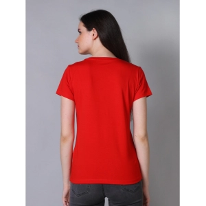 Generic Women's Cotton Blended Solid U-Neck Half Sleeve T-Shirt (Red)