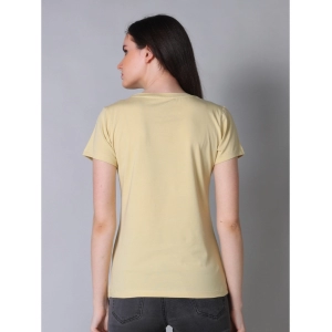 Generic Women's Cotton Blended Solid U-Neck Half Sleeve T-Shirt (Beige)
