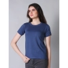 Dropship Women's Cotton Blended Solid Round Neck Half Sleeve T-Shirt (Blue)