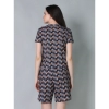 Women's Cotton Blended Printed Round Neck Half Sleeve Top - Shorts Set (Blue-Brown)