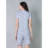Women's Cotton Blended Printed Round Neck Half Sleeve Top - Shorts Set (White-Black) Women's Cotton Blended Printed Round Neck Half Sleeve Top - Shorts Set (White-Black)