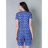 Women's Cotton Blended Printed Round Neck Half Sleeve Top - Shorts Set (Blue)