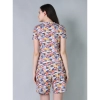 Women's Cotton Blended Printed Round Neck Half Sleeve Top - Shorts Set (Multicolor)