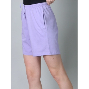 Generic Women's Cotton Solid Above Knee Shorts (Lavender)