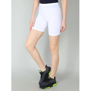 Generic Women's Cotton Blended Solid Above Knee Sports Shorts (White)