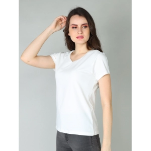 Generic Women's Cotton Blended Solid Sweetheart Half Sleeve T-Shirt (Off_White)