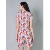 Women's Cotton Blended Printed Round Neck Half Sleeve Top - Shorts Set (Red)