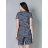 Women's Cotton Blended Printed Round Neck Half Sleeve Top - Shorts Set (Blue)