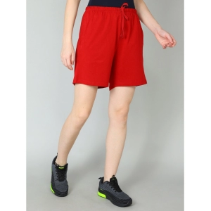 Generic Women's Cotton Solid Above Knee Shorts (Red)