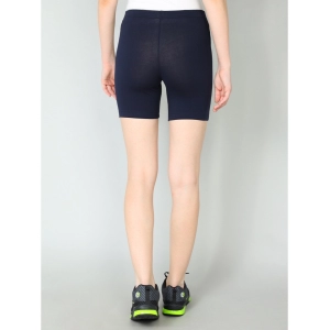 Generic Women's Cotton Blended Solid Above Knee Sports Shorts (Navy)