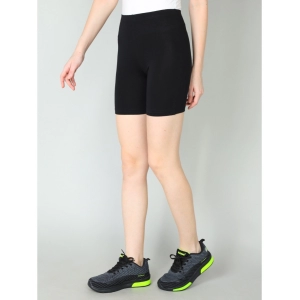 Generic Women's Cotton Blended Solid Above Knee Sports Shorts (Black)