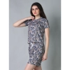 Women's Cotton Blended Printed Round Neck Half Sleeve Top - Shorts Set (Multicolor)