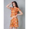 Women's Cotton Blended Printed Round Neck Half Sleeve Top - Shorts Set (Yellow) Women's Cotton Blended Printed Round Neck Half Sleeve Top - Shorts Set (Yellow)