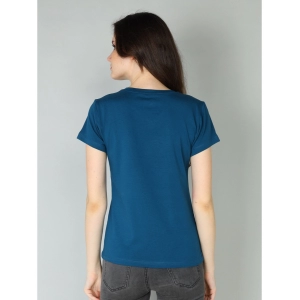 Generic Women's Cotton Blended Solid Sweetheart Half Sleeve T-Shirt (Blue)