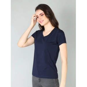 Generic Women's Cotton Blended Solid Sweetheart Half Sleeve T-Shirt (Navy)