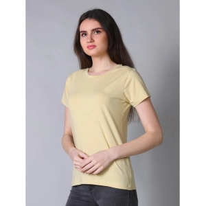Generic Women's Cotton Blended Solid U-Neck Half Sleeve T-Shirt (Beige)