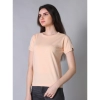 Women's Cotton Blended Solid Round Neck Half Sleeve T-Shirt (Peach)