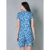 Women's Cotton Blended Printed Round Neck Half Sleeve Top - Shorts Set (SkyBlue)