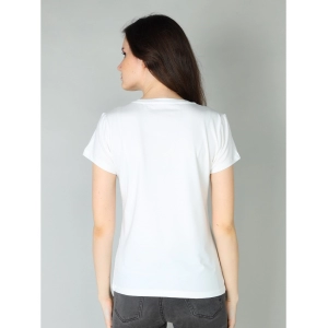 Generic Women's Cotton Blended Solid Sweetheart Half Sleeve T-Shirt (Off_White)