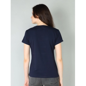 Generic Women's Cotton Blended Solid Sweetheart Half Sleeve T-Shirt (Navy)
