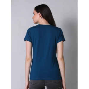 Generic Women's Cotton Blended Solid U-Neck Half Sleeve T-Shirt (Blue)