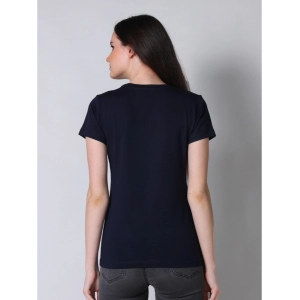 Generic Women's Cotton Blended Solid U-Neck Half Sleeve T-Shirt (Navy)