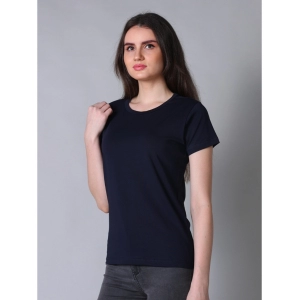Generic Women's Cotton Blended Solid U-Neck Half Sleeve T-Shirt (Navy)