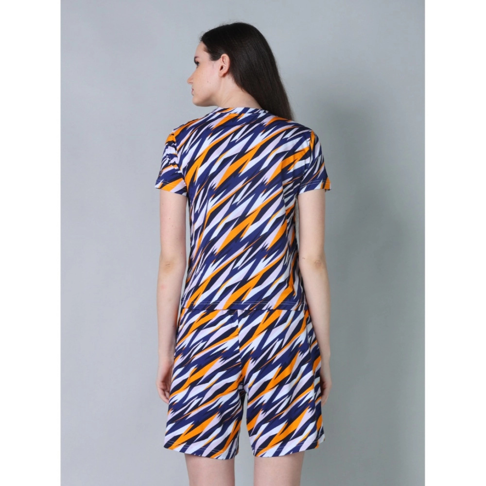 Women's Cotton Blended Printed Round Neck Half Sleeve Top - Shorts Set (Yellow) Women's Cotton Blended Printed Round Neck Half Sleeve Top - Shorts Set (Yellow)