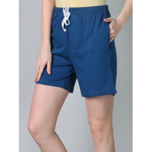 Generic Women's Cotton Solid Above Knee Shorts (Blue)